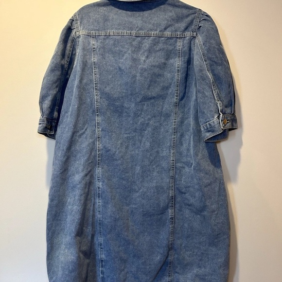 Shein Curve Plus Size 0XL Denim Short Sleeve Shirt Dress Pockets - Picture 5 of 6